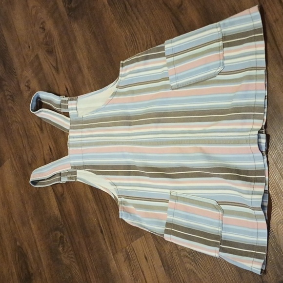 BDG Urban Outfitters Neapolitan Striped Mini Overalls Dress A26 - Picture 2 of 6